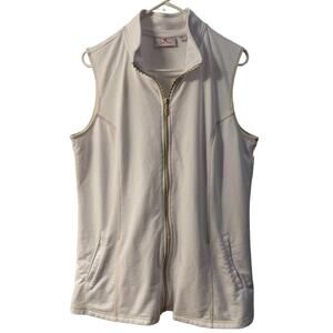 3 for $25-Quacker Factory Women's Vest-Size Med -White Rhinestone Zipper Pockets